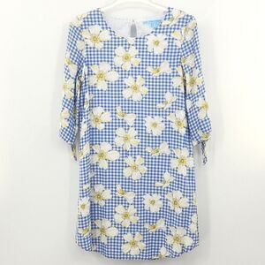 Draper James SCAD Cherokee Rose Gingham Shift Dress Size 8 Floral Preppy Summer